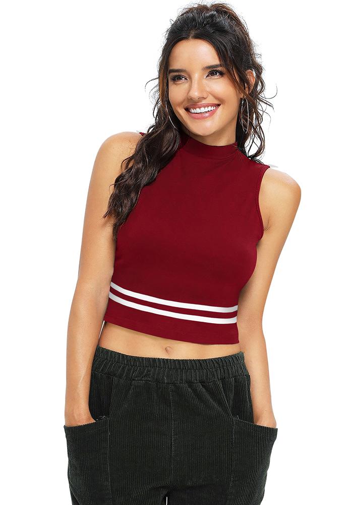 Women maroon Crop Top