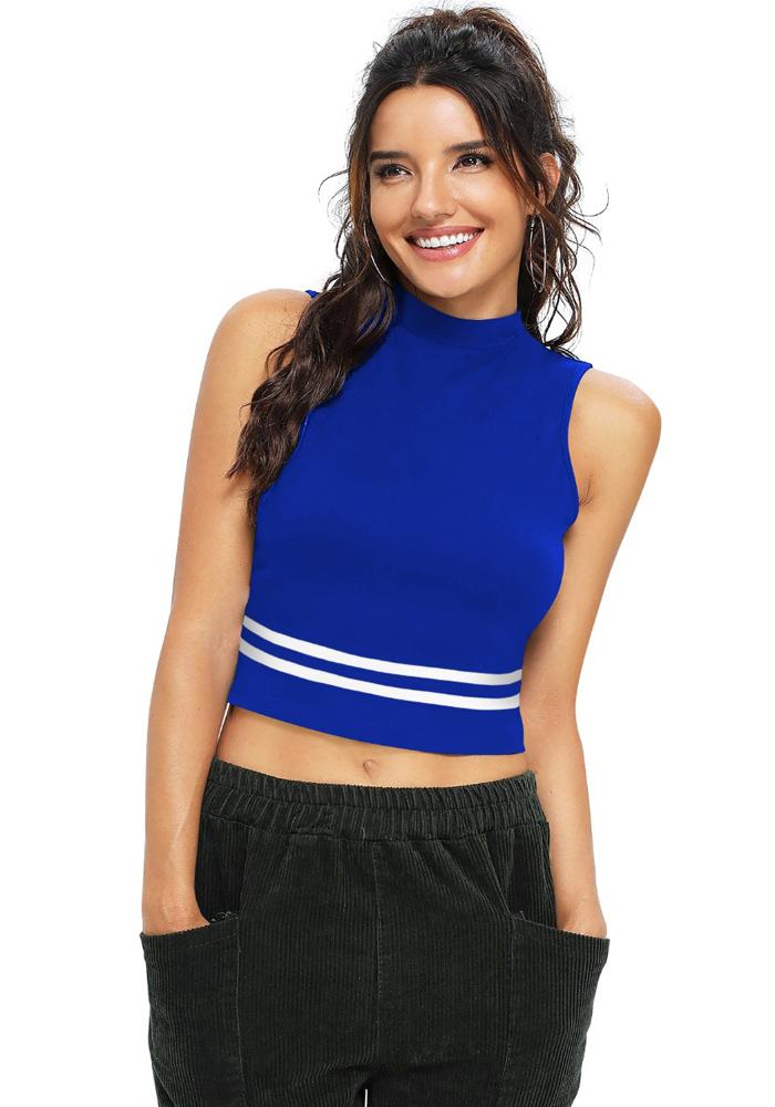 Women Royal Blue Crop Top