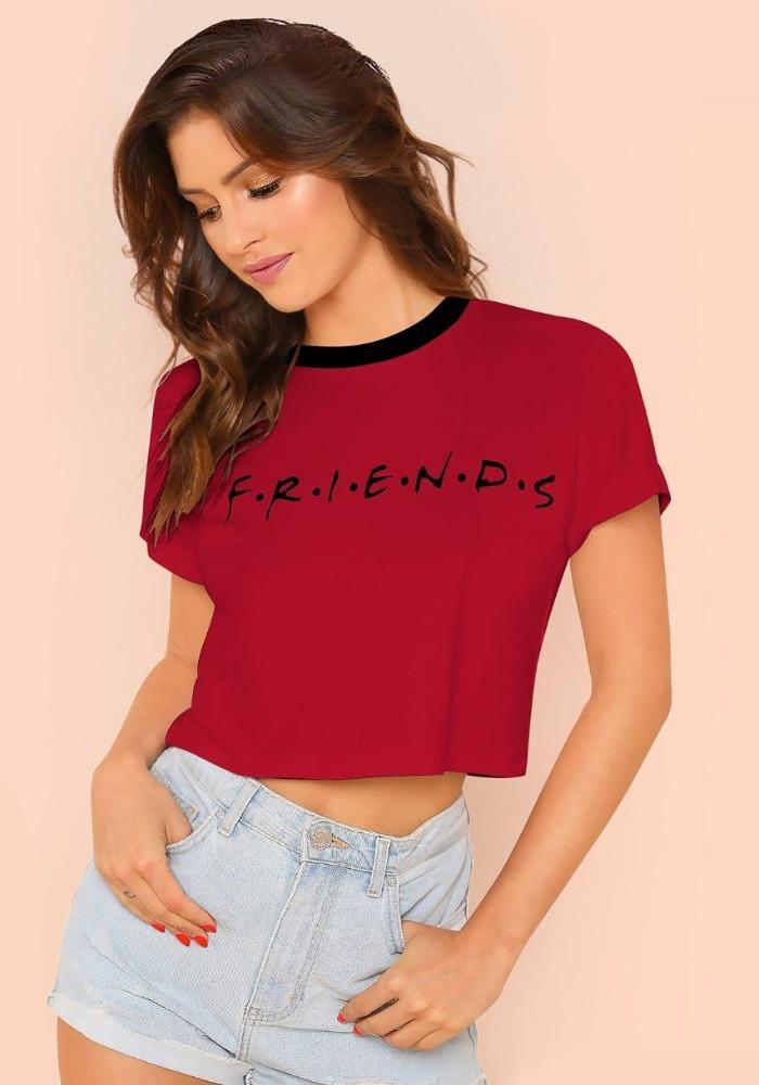 Women Red Crop Top
