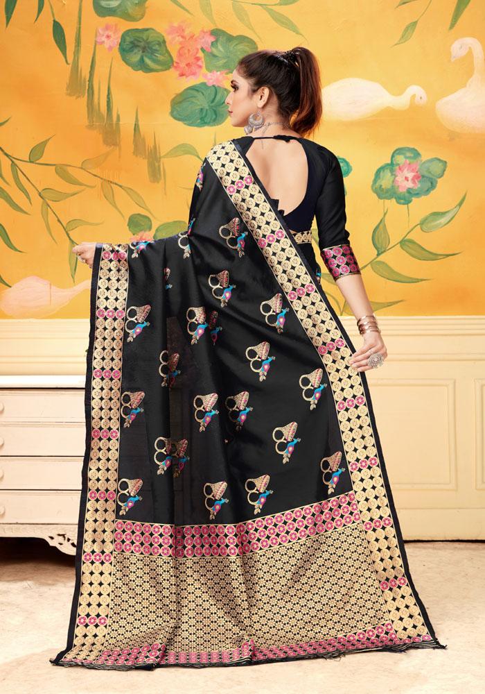 Banarasi Weaving Lichi Silk Saree With Rich Body Work