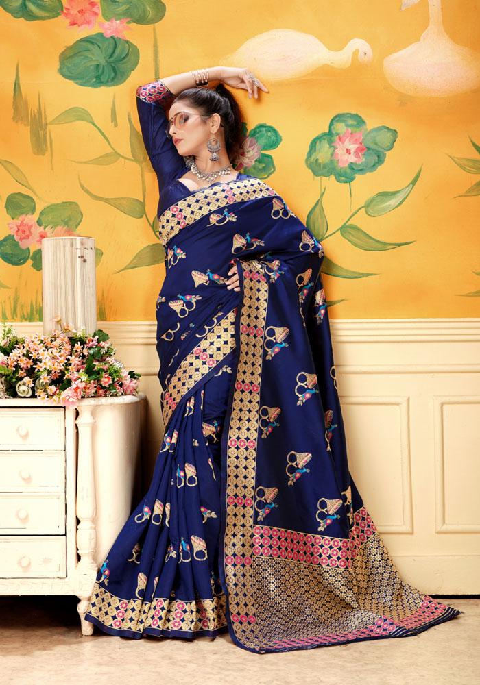 Banarasi Weaving Lichi Silk Saree With Rich Body Work
