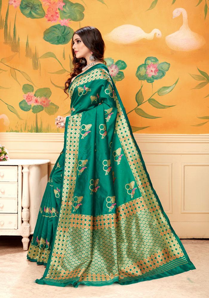 Banarasi Weaving Lichi Silk Saree With Rich Body Work