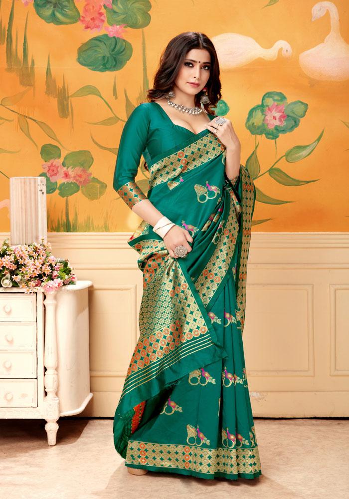 Banarasi Weaving Lichi Silk Saree With Rich Body Work