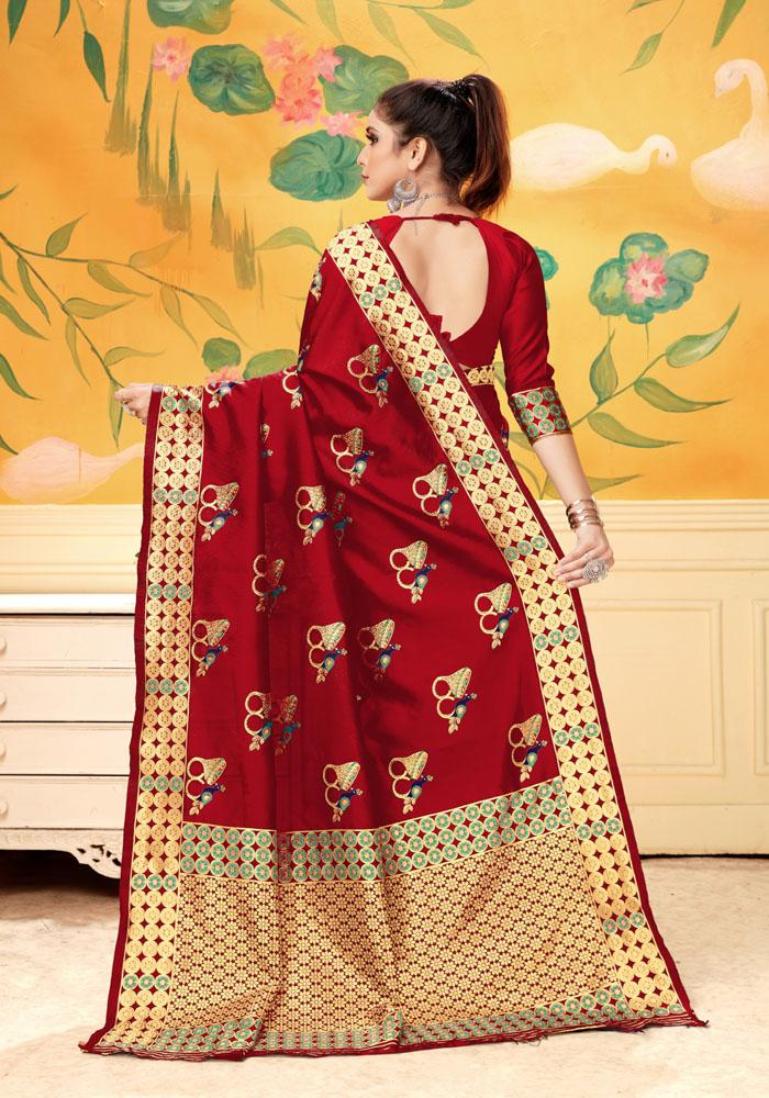 Banarasi Weaving Lichi Silk Saree With Rich Body Work