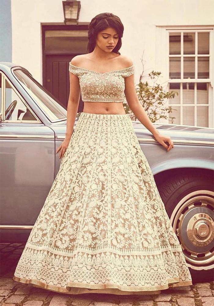 Latest Cream Color Lehenga Choli Designs