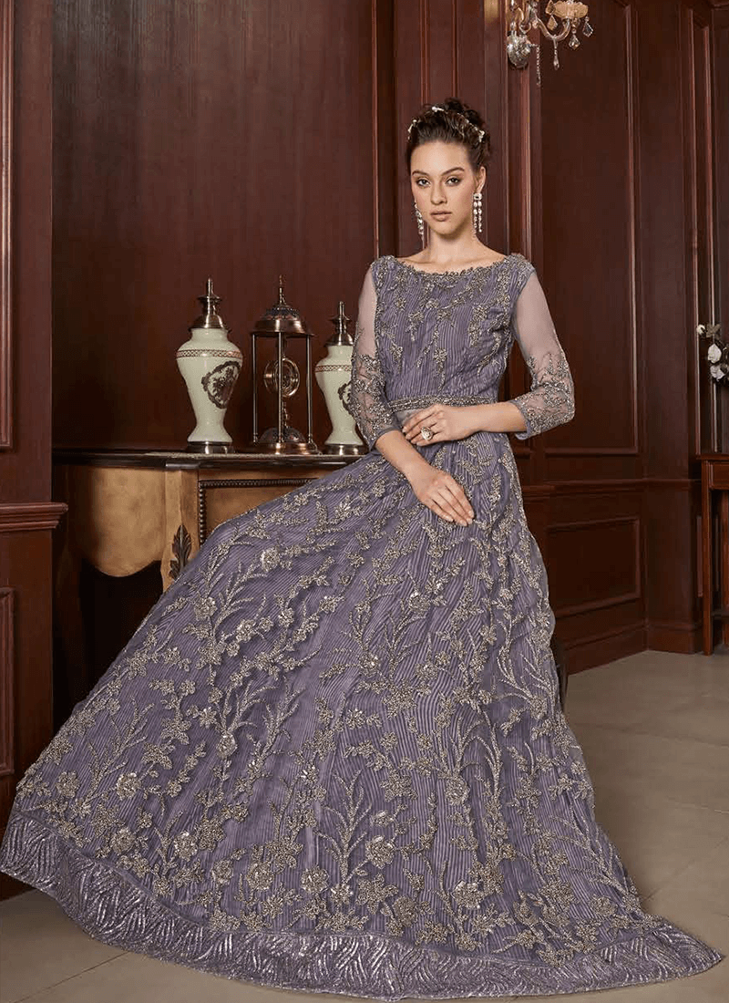 Lavender Heavy Embroidered Anarkali
